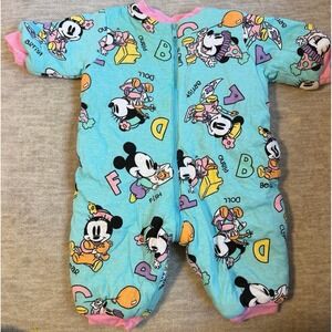 Vintage Baby Mickey & Co Disney Minnie Mouse Color Block Reversible Romper 6M
